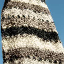 手織りピュアウールニットソックス/ニットウールソックス/内側起毛ソックス/暖かいソックス-コーヒーストライプ北欧スタイルメリノク 9枚目の画像