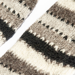 手織りピュアウールニットソックス/ニットウールソックス/内側起毛ソックス/暖かいソックス-コーヒーストライプ北欧スタイルメリノク 6枚目の画像