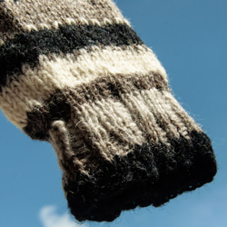手織りピュアウールニットソックス/ニットウールソックス/内側起毛ソックス/暖かいソックス-コーヒーストライプ北欧スタイルメリノク 10枚目の画像