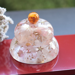 【creema限定】「小花を閉じ込めて」もっちり手のりちび“桜”鏡餅+みかん＊固まるハーバリウム 11枚目の画像