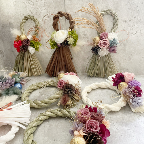 しめ縄飾り2024 お正月飾りアーティフィシャルプリザーブド