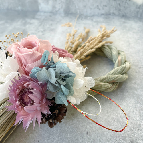 No.224d♡ドライフラワー♡しめ縄飾り♡お正月飾り♡ ドライフラワー しめ縄飾り 今年製作したしめ縄です お正月終わった後