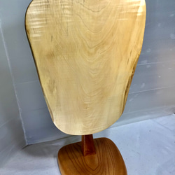 天然木　とち縮杢　折り畳みサイドテーブル　一点物　手造り 5枚目の画像
