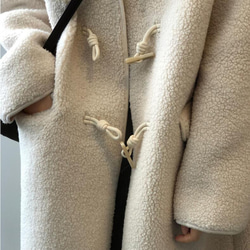 牛の角ボタンが羊の毛を象ったコート女性の冬の新作ミドル丈のゆったりした毛のコート 7枚目の画像