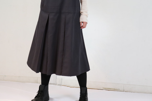 ヘリンボン生地使用　ジャンパースカート　グレー　S,Mサイズ 6枚目の画像