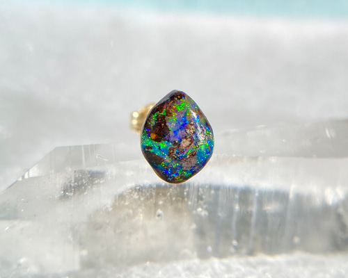 MONAKA jewellery フラットピアス　ボルダーオパール　片耳 Flat Pierced Earring - Boulder Opal - – MONAKA jewellery