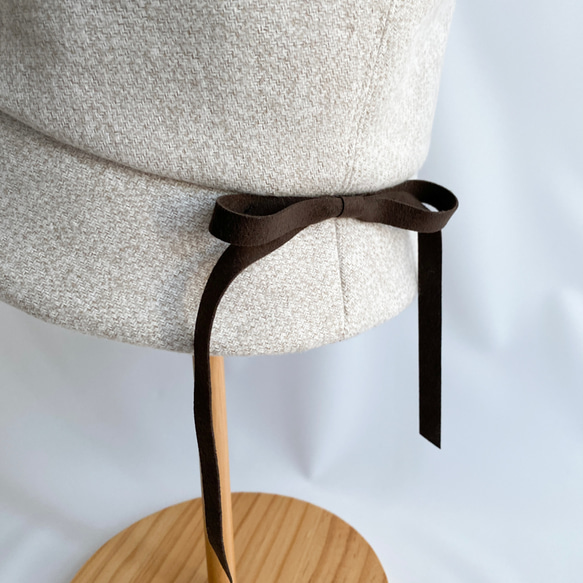 秋冬コットンツイードの帽子✳︎木馬リボンのバケットハット【選べるサイズ受注生産】 4枚目の画像