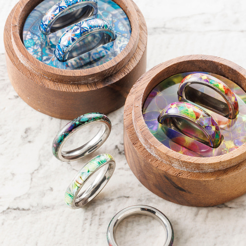 天然貝螺鈿アート☆指輪スタンドセット【デザイン20種類から選べる