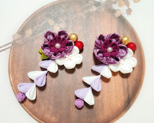 おしお様 2点 まとめ商品　つまみ細工リース　#薄紫花# . #ピンク花畑# おしお様 2点 まとめ商品 つまみ細工リース #薄紫花# . #ピンク