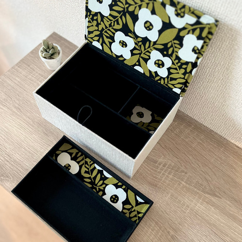 Flowerインテリアボックス［R］〈Lサイズ〉裁縫箱・収納ケース