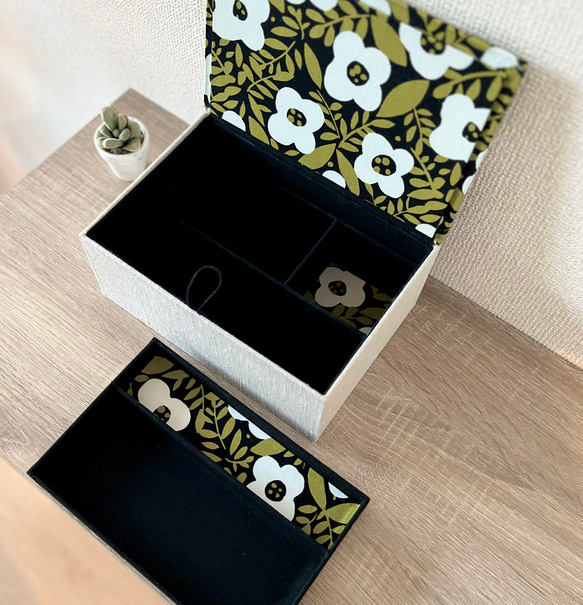 Flowerインテリアボックス［R］〈Lサイズ〉裁縫箱・収納ケース（カルトナージュ）【仕切り箱別売り】 15枚目の画像