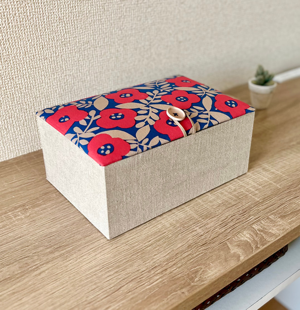 Flowerインテリアボックス［R］〈Lサイズ〉裁縫箱・収納ケース（カルトナージュ）【仕切り箱別売り】 9枚目の画像