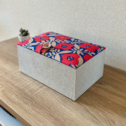 Flowerインテリアボックス［R］〈Lサイズ〉裁縫箱・収納ケース（カルトナージュ）【仕切り箱別売り】 3枚目の画像