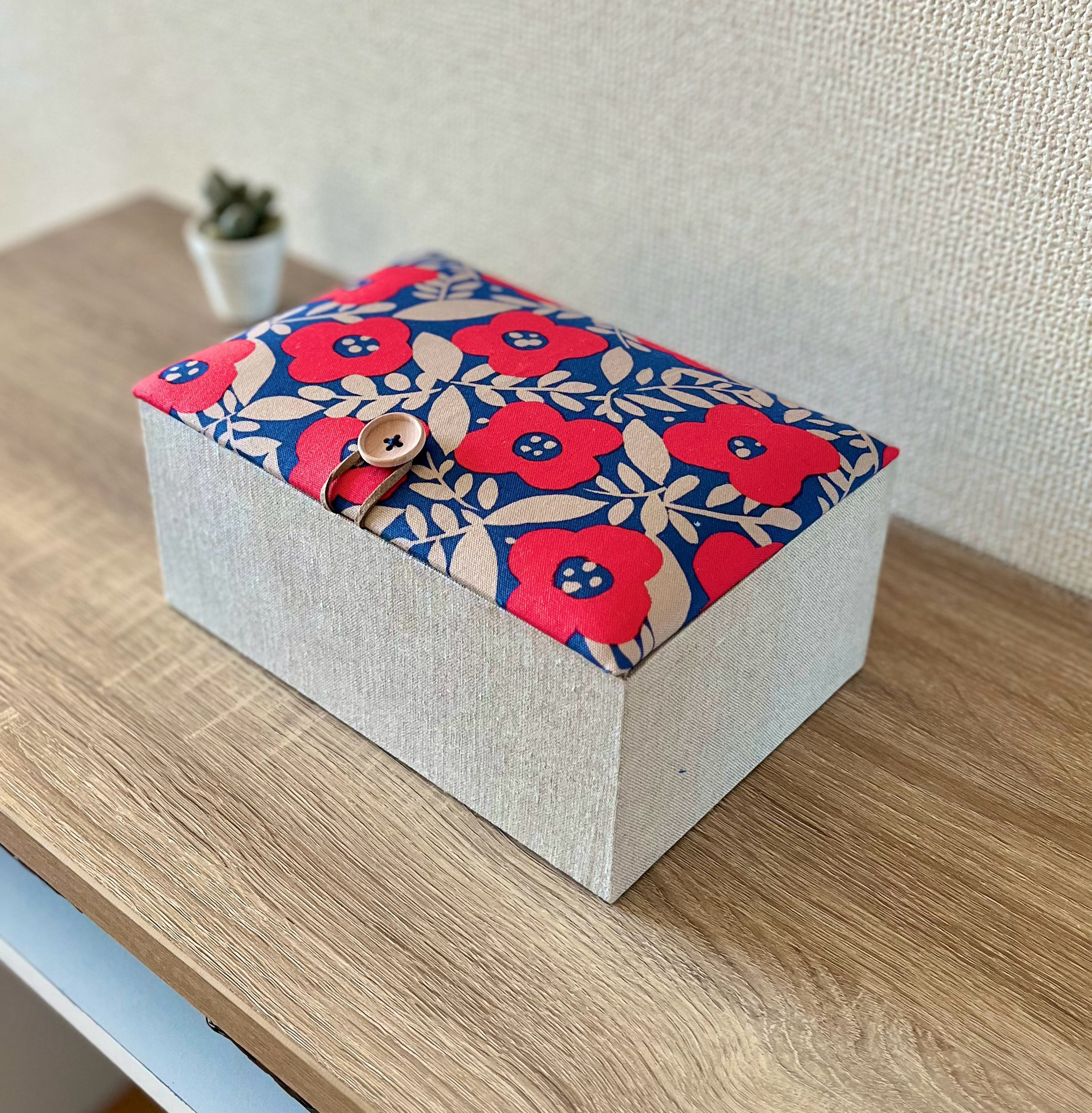 カルトナージュボックス ブーケの布箱 和のインテリアボックス 〜『里』〜 木の布箱 カルトナージュ