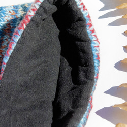 手編みウール スカーフ/ニット スカーフ/かぎ針編みストライプ スカーフ/内側起毛スカーフ - グラデーション オーシャン ブル 4枚目の画像