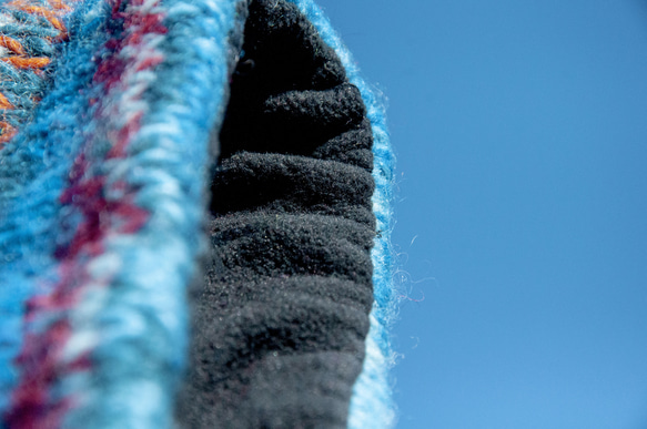 手編みウール スカーフ/ニット スカーフ/かぎ針編みストライプ スカーフ/内側起毛スカーフ - グラデーション オーシャン ブル 9枚目の画像