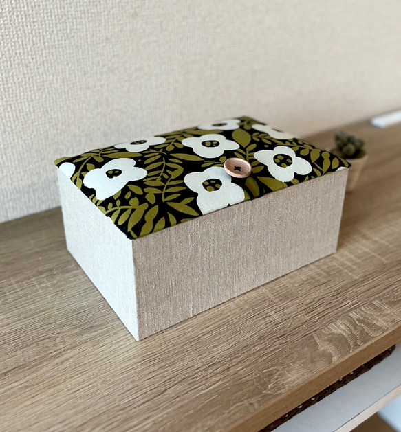 Flowerインテリアボックス［B］〈Lサイズ〉裁縫箱・収納ケース（カルトナージュ）【仕切り箱別売り】《受注制作》 9枚目の画像
