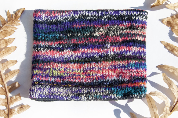 手編みウールスカーフ/ニットスカーフ/かぎ針編みストライプスカーフ/手編みスカーフ - レインボーフルーツボヘミアンメリノクリス 2枚目の画像