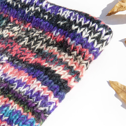 手編みウールスカーフ/ニットスカーフ/かぎ針編みストライプスカーフ/手編みスカーフ - レインボーフルーツボヘミアンメリノクリス 3枚目の画像
