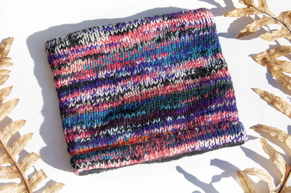 手編みウールスカーフ/ニットスカーフ/かぎ針編みストライプスカーフ/手編みスカーフ - レインボーフルーツボヘミアンメリノクリス 1枚目の画像