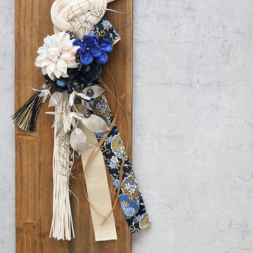 Creema限定 和モダンなブルーの2Wayお正月飾り ： しめ縄 ドアリース