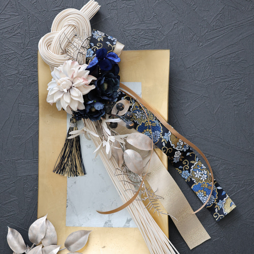 Creema限定 和モダンなブルーの2Wayお正月飾り ： しめ縄 ドアリース