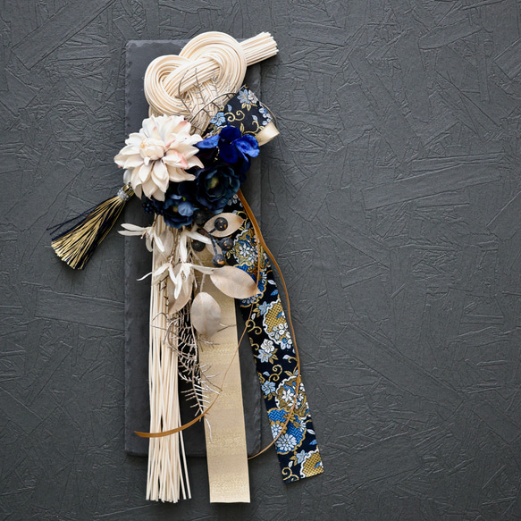 Creema限定 和モダンなブルーの2Wayお正月飾り ： しめ縄 ドアリース