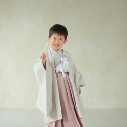 七五三5歳男の子羽織・着物・袴一式 11点セット 袴ピンク系 着物