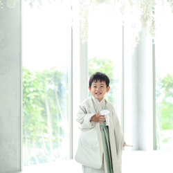 七五三5歳男の子羽織・着物・袴一式　11点セット　袴グリーン系 2枚目の画像