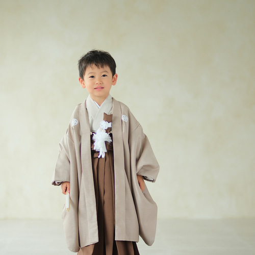 七五三5歳男の子羽織・着物・袴一式 11点セット 袴ブラウン系 着物 
