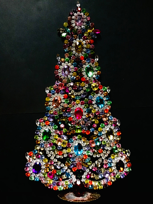 チェコガラス　ビンテージ　クリスマスツリー　ヴィンテージ　チェコ　ラインストーン 2枚目の画像