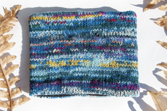 手編みウールスカーフ/ニットスカーフ/かぎ針編みストライプスカーフ/内側起毛スカーフ - グラデーション北欧スタイルボヘミアンメ 2枚目の画像