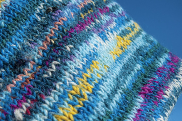 手編みウールスカーフ/ニットスカーフ/かぎ針編みストライプスカーフ/内側起毛スカーフ - グラデーション北欧スタイルボヘミアンメ 11枚目の画像