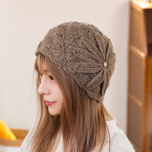 手編み 【Lady's】オシャレな帽子 白 ニット帽・ビーニー kanako 通販