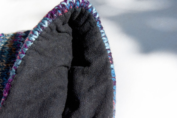 手編みウールスカーフ/ニットスカーフ/かぎ針編みストライプスカーフ/内側起毛スカーフ - 北欧レインボースタイルボヘミアンメリノ 4枚目の画像
