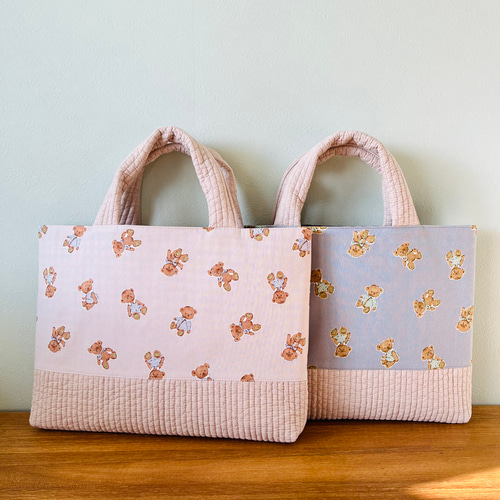 入園 入学 女の子 レッスンバック 上履き袋 お着替え袋 くま柄 テディベア柄 入園入学セット レッスンバッグ 上履き袋 お着替え袋 くま テディベア