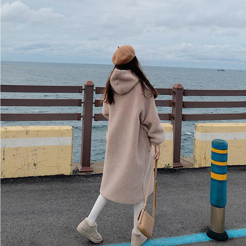 ラムファーコートレディースロング秋冬日系スイート厚手牛角ボタン