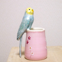 虎皮梅花瓶（陶瓷鳥器） 第3張的照片