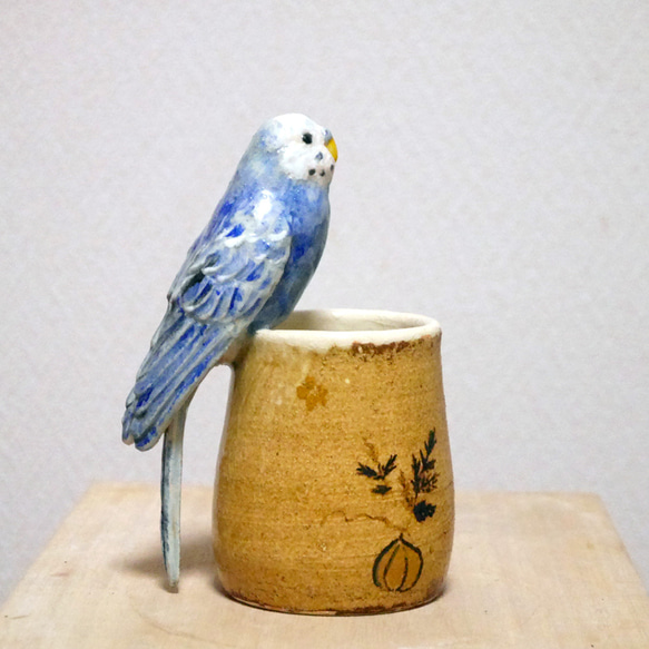 虎皮鸚鵡花瓶（陶瓷鳥製品） 第5張的照片
