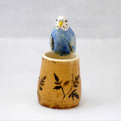 虎皮鸚鵡花瓶（陶瓷鳥製品） 第1張的照片