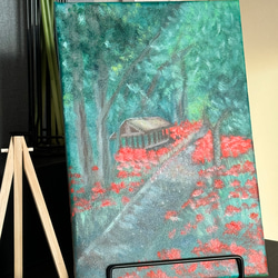 手描き油絵原画-曼珠沙華の道 3枚目の画像