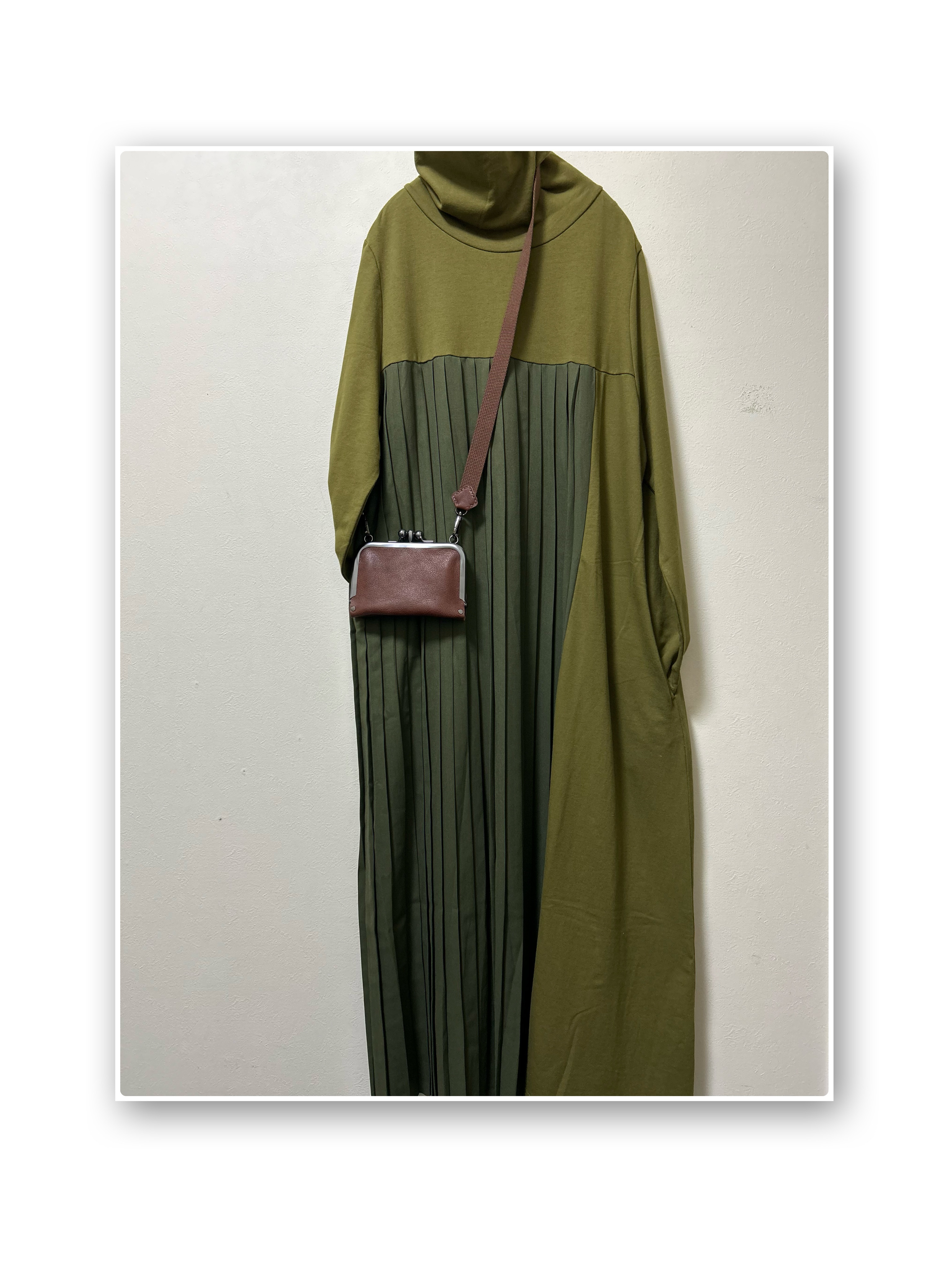 姫路レザー2way二口がま口ポシェット◆焦げ茶　ウォレットショルダー　ポーチ　革財布　カード入れ　クリスマス