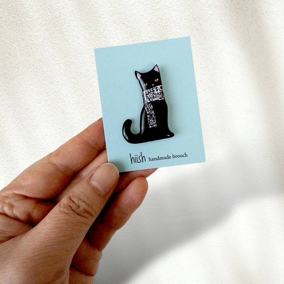 再販✴︎冬支度の黒猫ブローチ 10枚目の画像