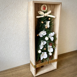 ⭕️ウッドボックス クリスマスツリー あじさい ナチュラル  ホワイト Xmas シャビー 8枚目の画像