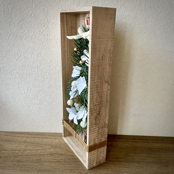 ⭕️ウッドボックス クリスマスツリー あじさい ナチュラル  ホワイト Xmas シャビー 9枚目の画像