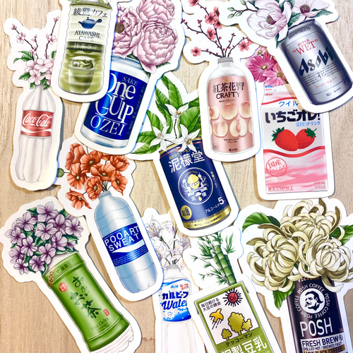 Conbini Drinks Sticker Set (12 piece) - コンビニ飲み物シールセット