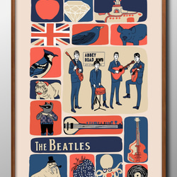 14331■アートポスター　絵画　A3サイズ『ビートルズ　Beatles』イラスト　デザイン　上級マット紙　北欧 1枚目の画像