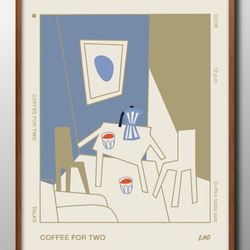 14320■アートポスター　絵画　A3サイズ『2杯のコーヒー　ジャズ　カフェ』イラスト　デザイン　上級マット紙　北欧 1枚目の画像