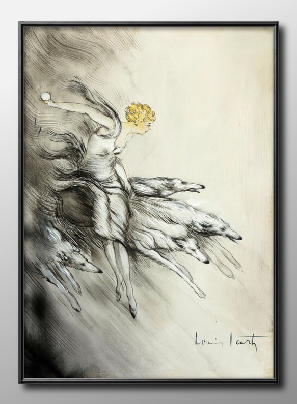 【絵画】ルイ・イカール限定版・ミスアメリカ・版上刷サイン・新品額・額装付 ルイ・イカール エッチング「ラブレター」サイン有 1926年 作品証明