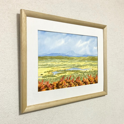 「釧路湿原・初秋」透明水彩画　原画　風景画　額縁付　F4サイズ 3枚目の画像
